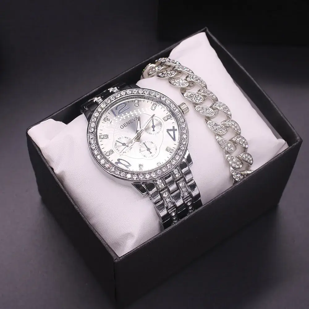 Gold Diamond Wristwatch Set for Men