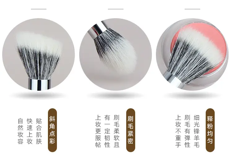 Ebony Copper Dot Blush Brush Fine Light Front Wool Animal Hair — feature 9