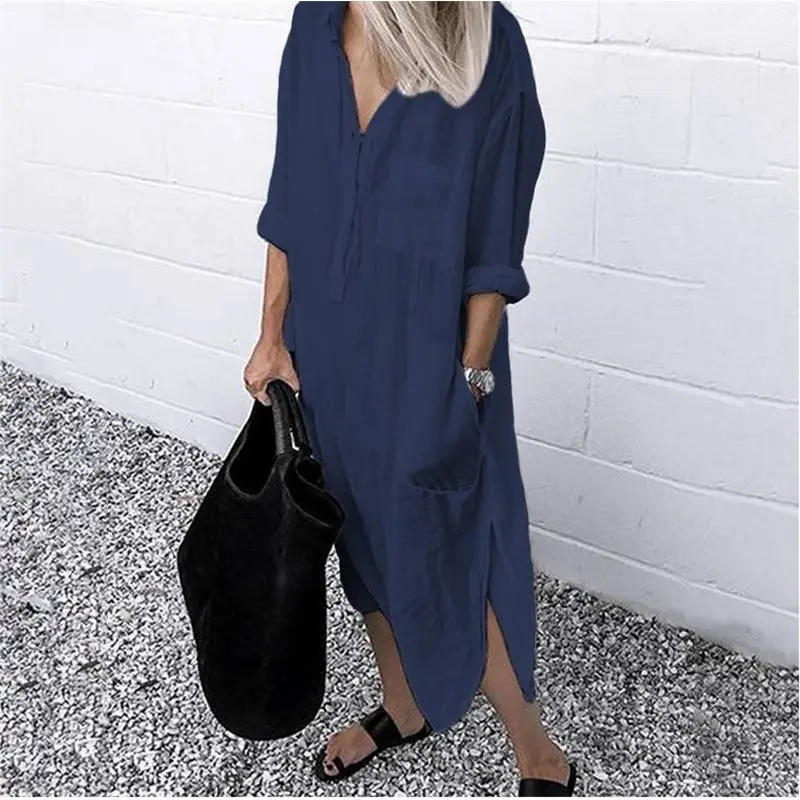 Elegant Pure White Slit Shirt Dress for Women - Image 12