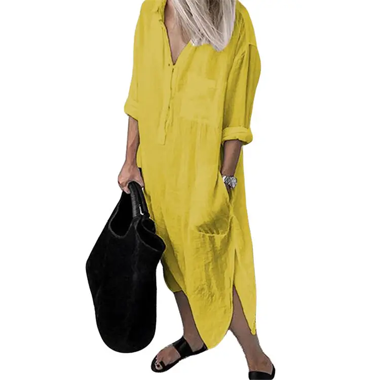 Elegant Pure White Slit Shirt Dress for Women - Image 13