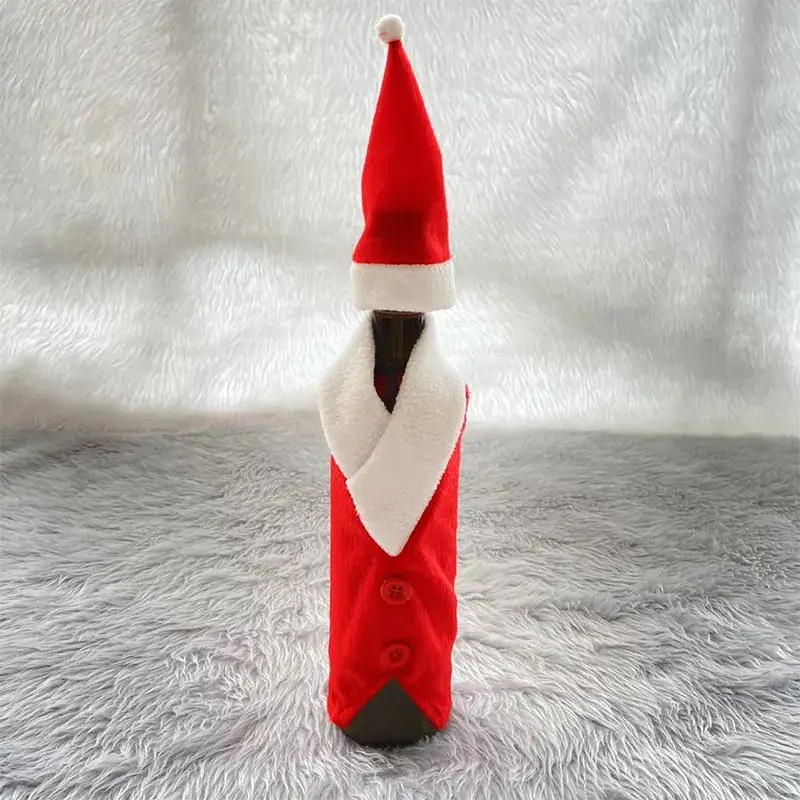 Christmas Red Wine Bottle Set with Hat - Image 3