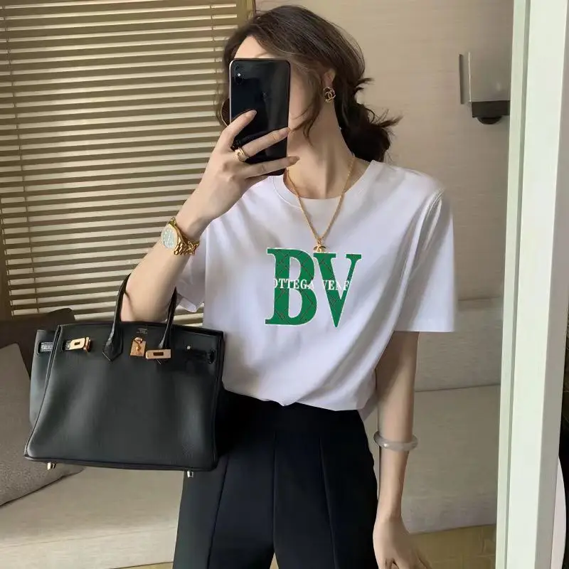 Women White Bear Embroidered Cotton T-Shirt Short Sleeve - Image 43