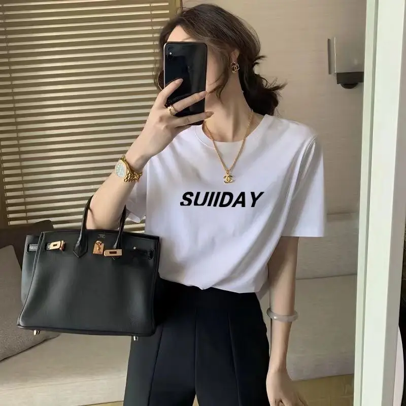 Women White Bear Embroidered Cotton T-Shirt Short Sleeve - Image 15