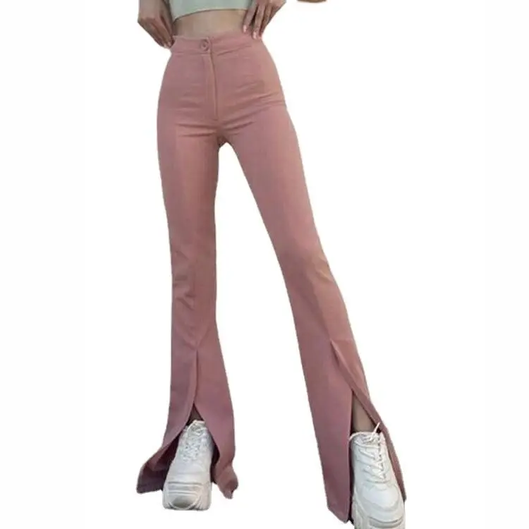 Yellow Bell Pants with Slit Design for Women