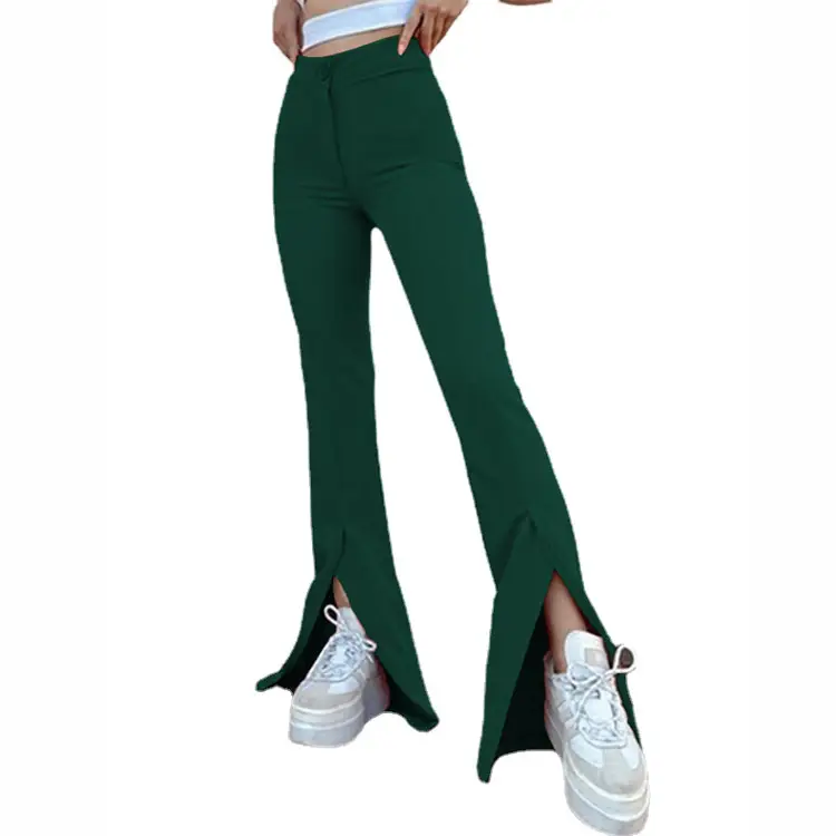 Yellow Bell Pants with Slit Design for Women