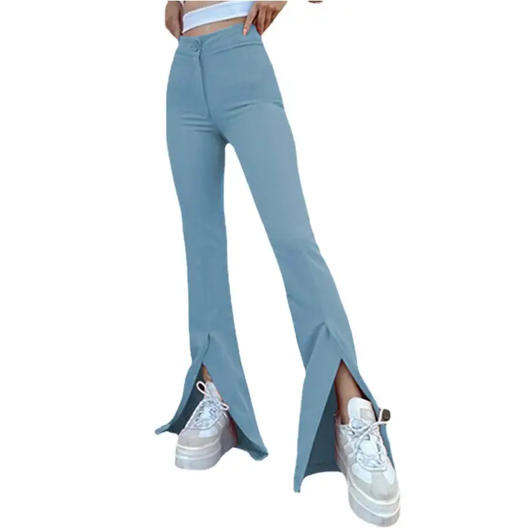 Yellow Bell Pants with Slit Design for Women
