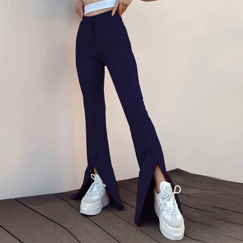 Yellow Bell Pants with Slit Design for Women