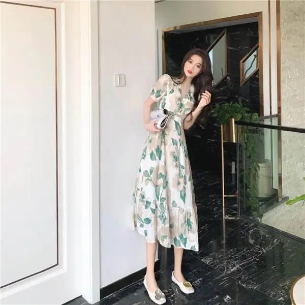 Printed Floral Waist Dress for Women Petit Summer - Image 5