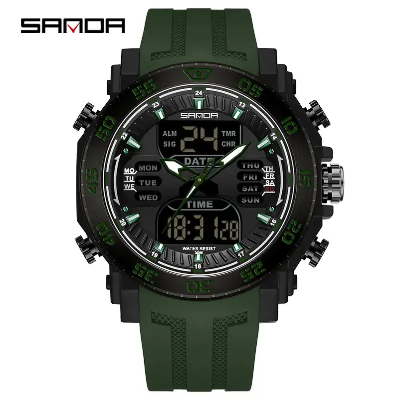 Sanda New Electronic Multifunctional Men's Watch Blue Steel Ring Waterproof - Image 26