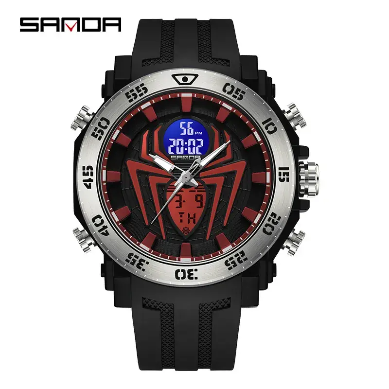 Sanda New Electronic Multifunctional Men's Watch Blue Steel Ring Waterproof - Image 19