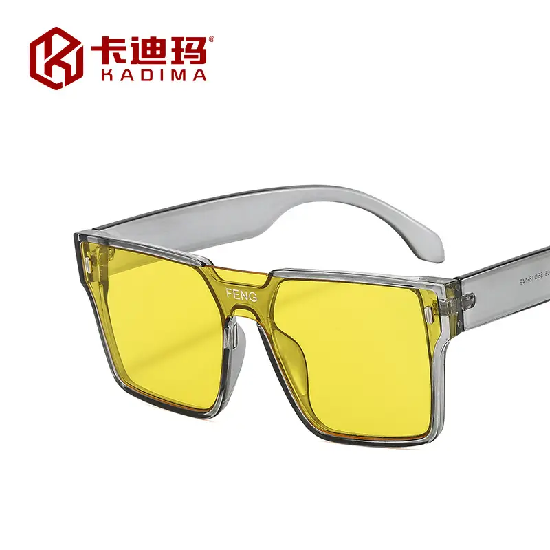 Men Windproof Square Sunglasses Yellow Large Frame - Image 10