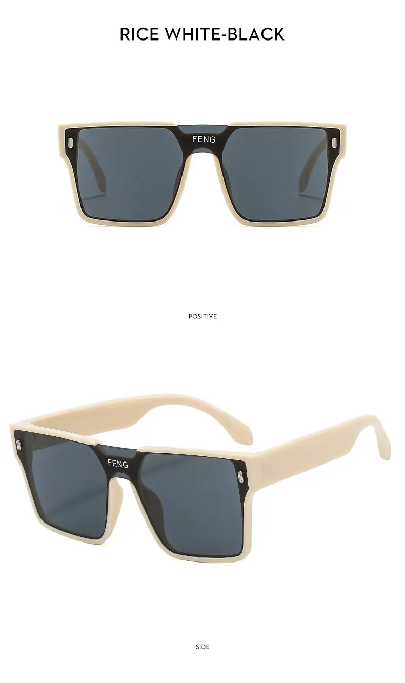 Men Windproof Square Sunglasses Yellow Large Frame — feature 12