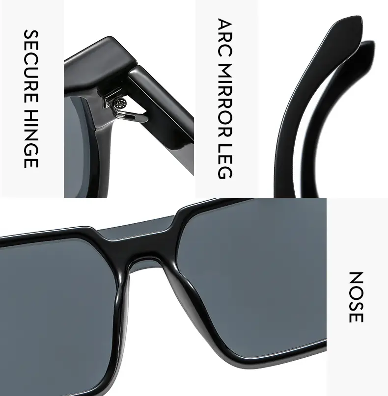 Men Windproof Square Sunglasses Yellow Large Frame — feature 16