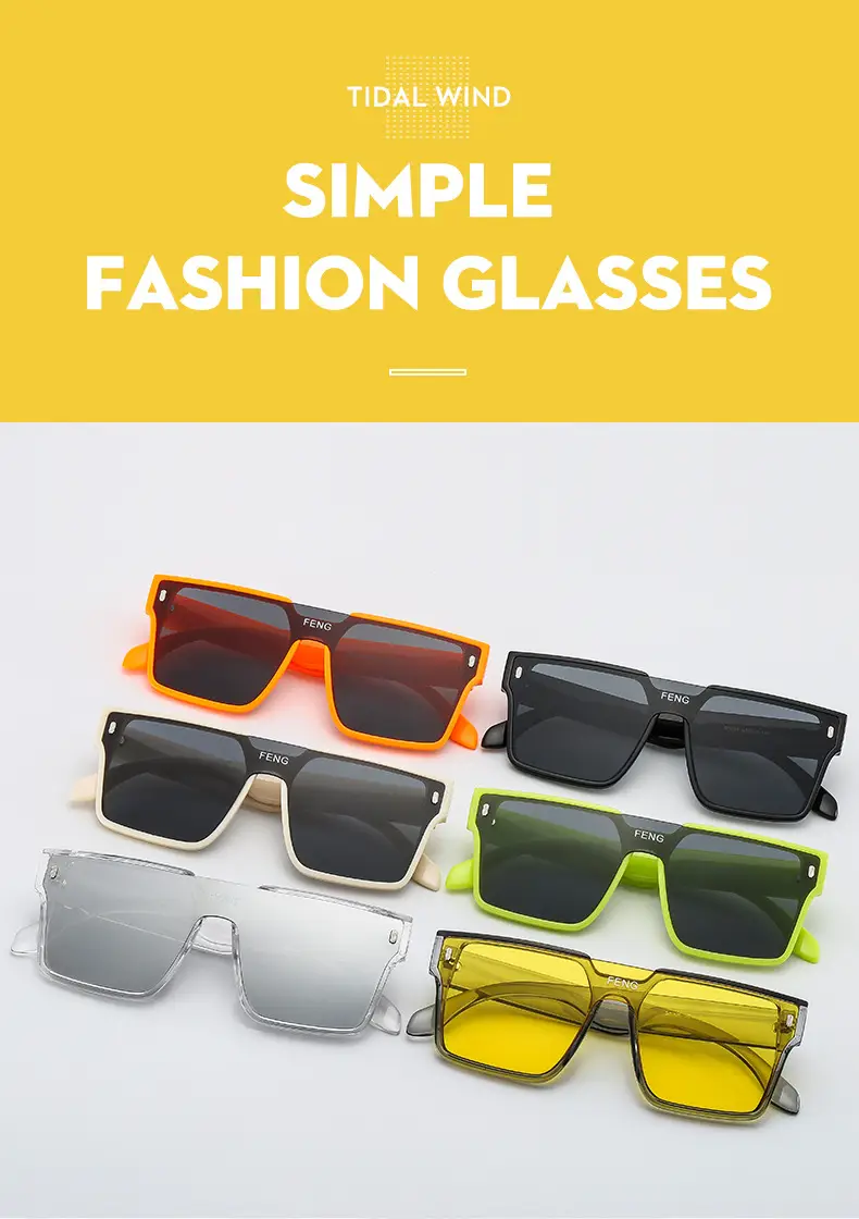 Men Windproof Square Sunglasses Yellow Large Frame — feature 2