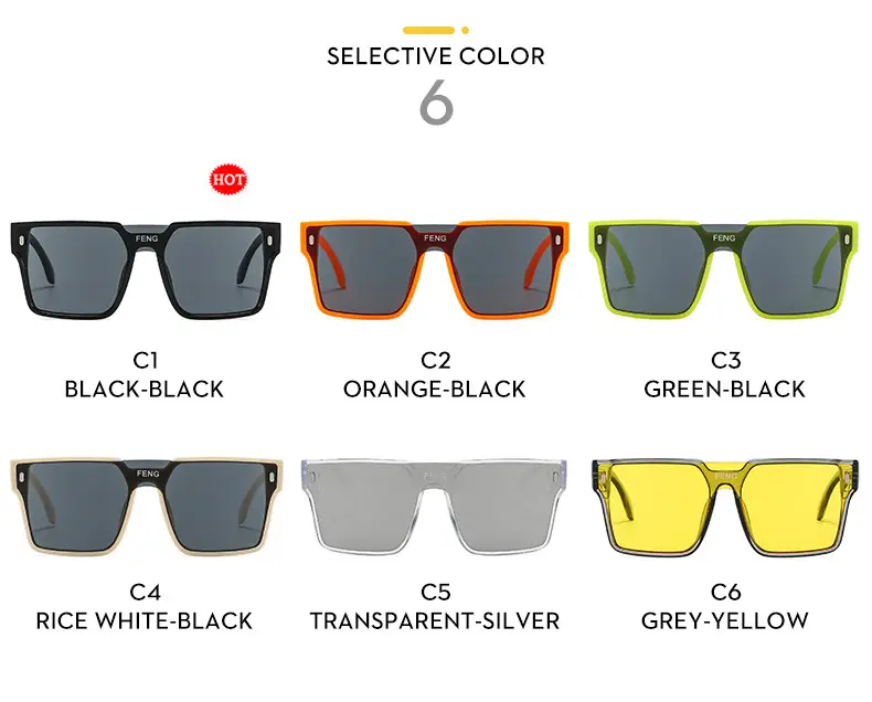 Men Windproof Square Sunglasses Yellow Large Frame — feature 7
