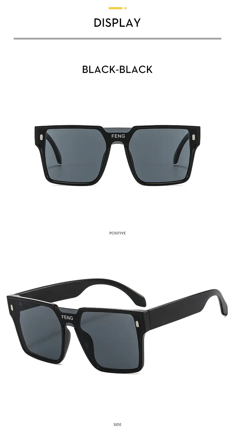 Men Windproof Square Sunglasses Yellow Large Frame — feature 8
