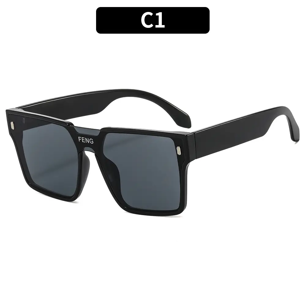 Men Windproof Square Sunglasses Yellow Large Frame - Image 2