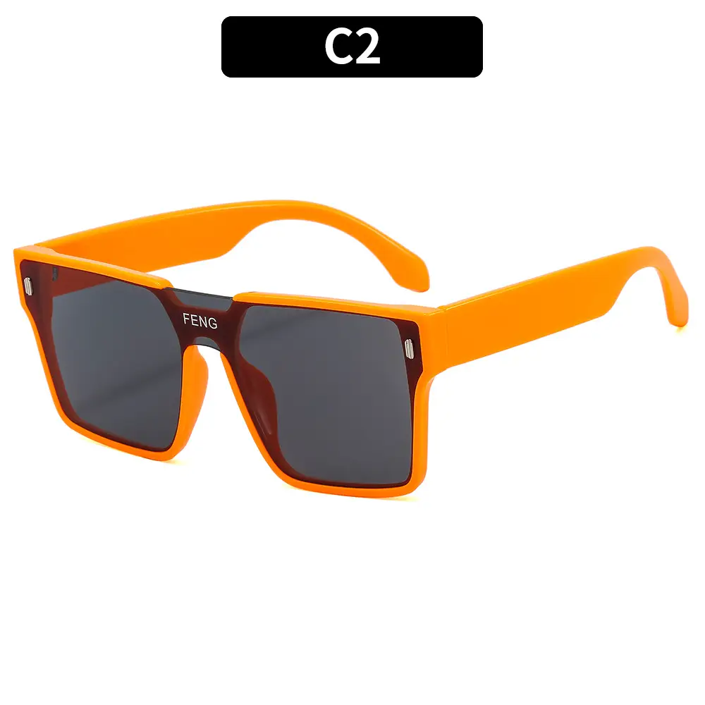 Men Windproof Square Sunglasses Yellow Large Frame - Image 3