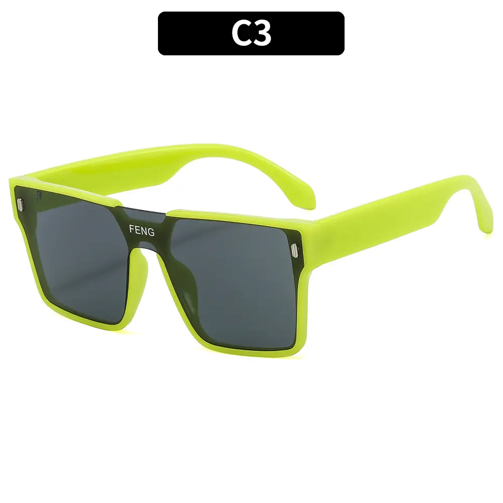 Men Windproof Square Sunglasses Yellow Large Frame - Image 4