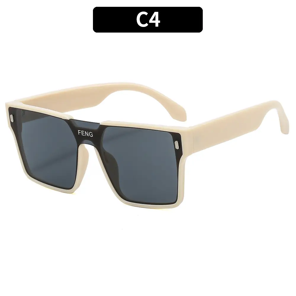 Men Windproof Square Sunglasses Yellow Large Frame - Image 5