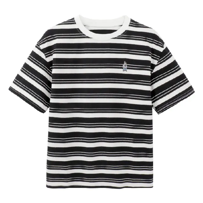 Women Striped T-Shirt Navy White Half Sleeve Korean Style - Image 3