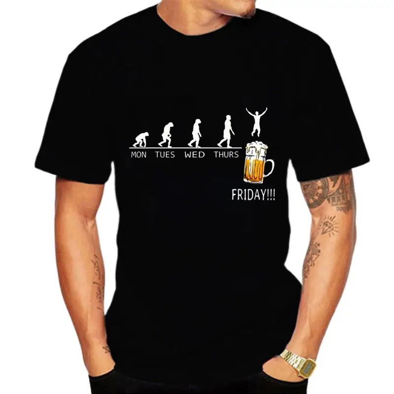 Funny Beer Day Graphic Tee Black Round Neck Women Men