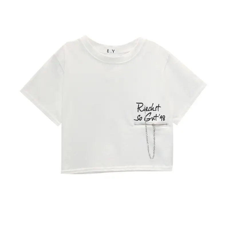 Women Loose Zipper Letter Print T-Shirt Summer 2025 - Image 5