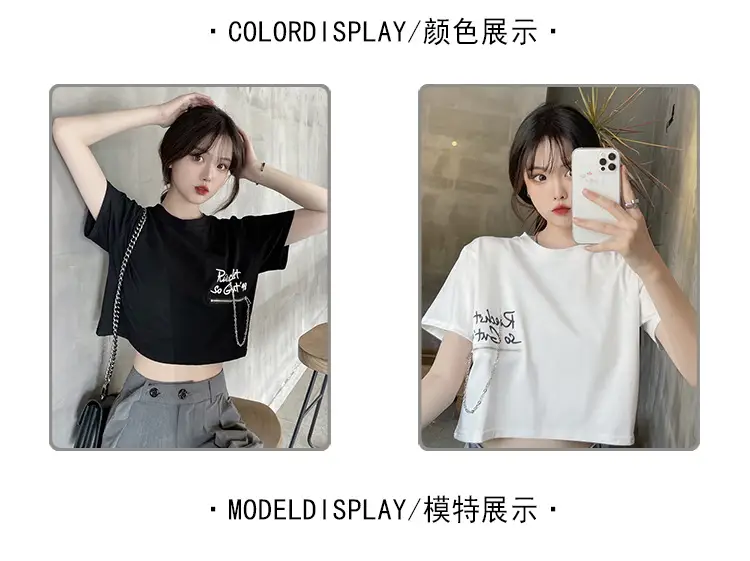 Women Loose Zipper Letter Print T-Shirt Summer 2025 — feature 2
