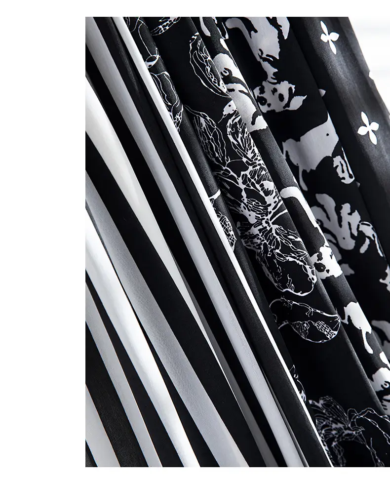 Women Black White Dog Print Wide Leg Pants Summer — feature 27