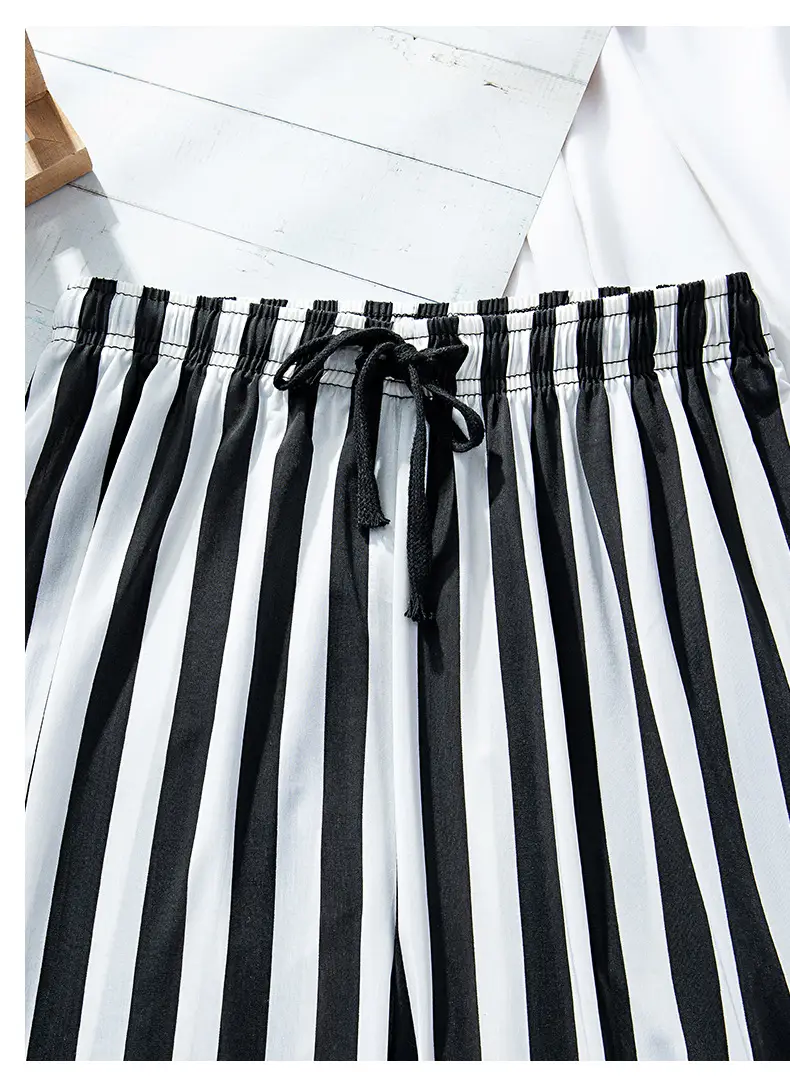 Women Black White Dog Print Wide Leg Pants Summer — feature 29