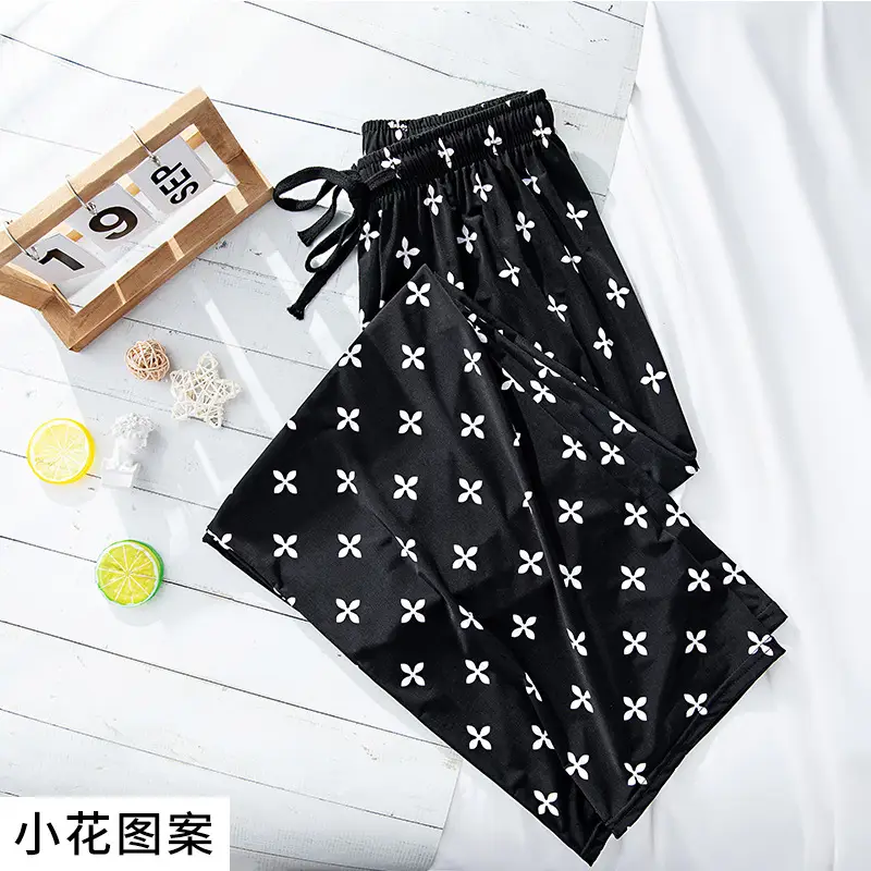 Women Black White Dog Print Wide Leg Pants Summer - Image 4