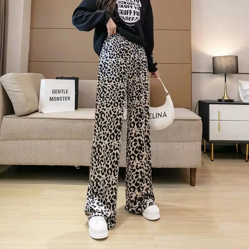 Women Black White Dog Print Wide Leg Pants Summer - Image 9
