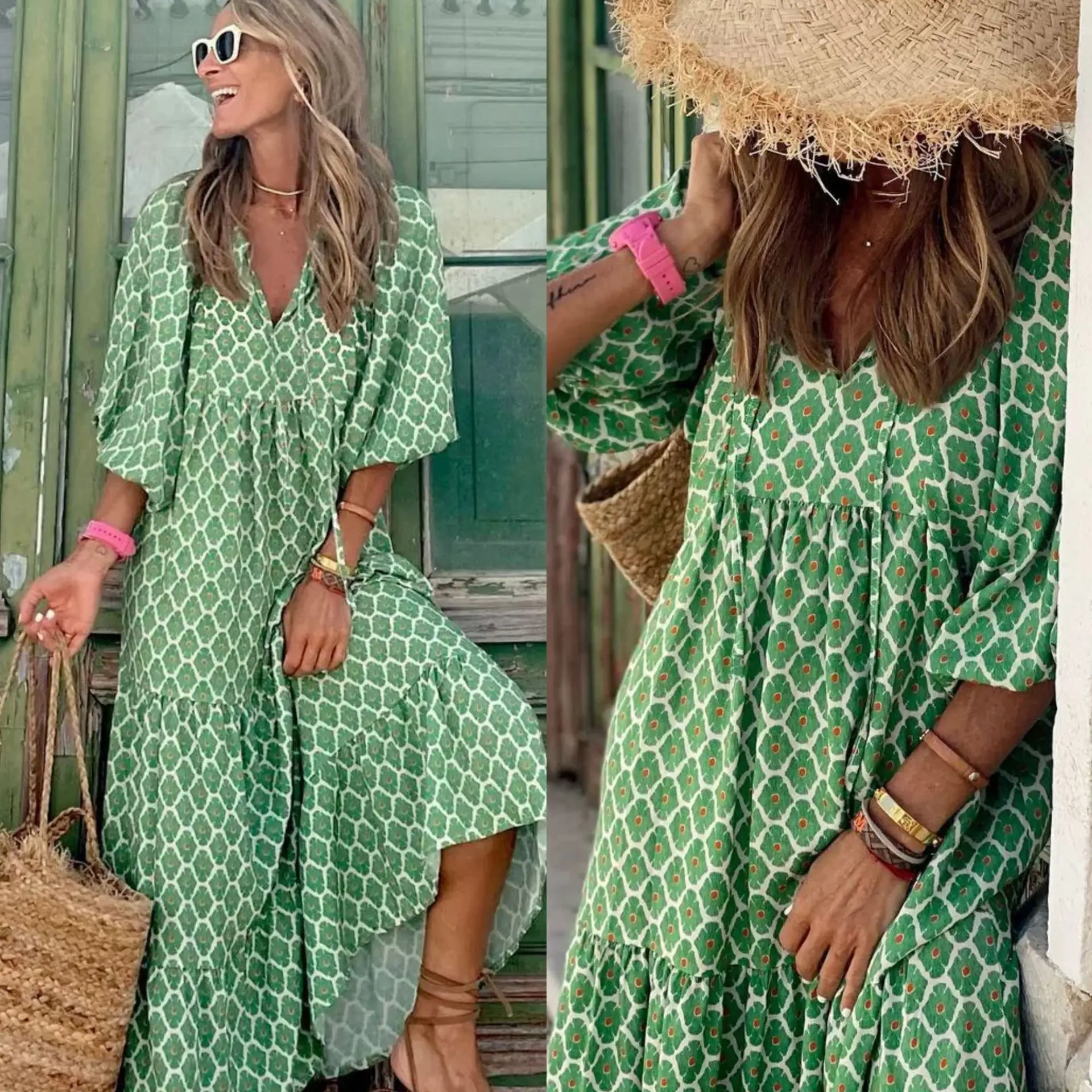 Women Geometric Collar Dress 2024 Autumn Hot Selling - Image 6