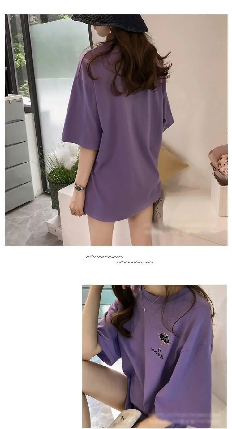 Maternity T-shirt Purple Korean Style Short Sleeve — feature 6