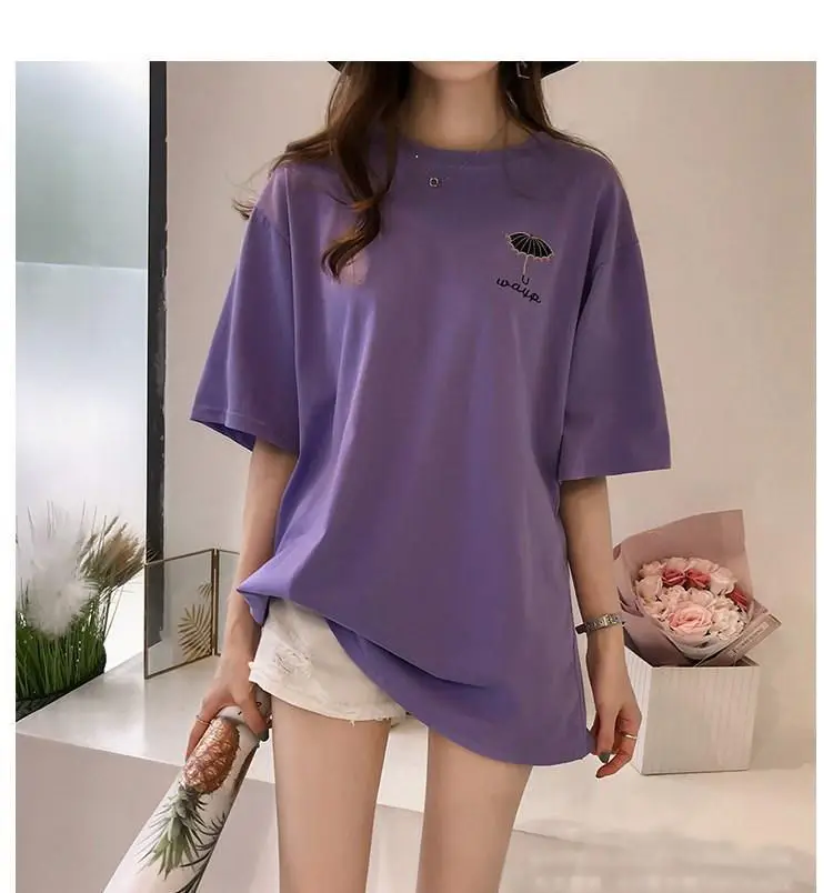 Maternity T-shirt Purple Korean Style Short Sleeve — feature 7