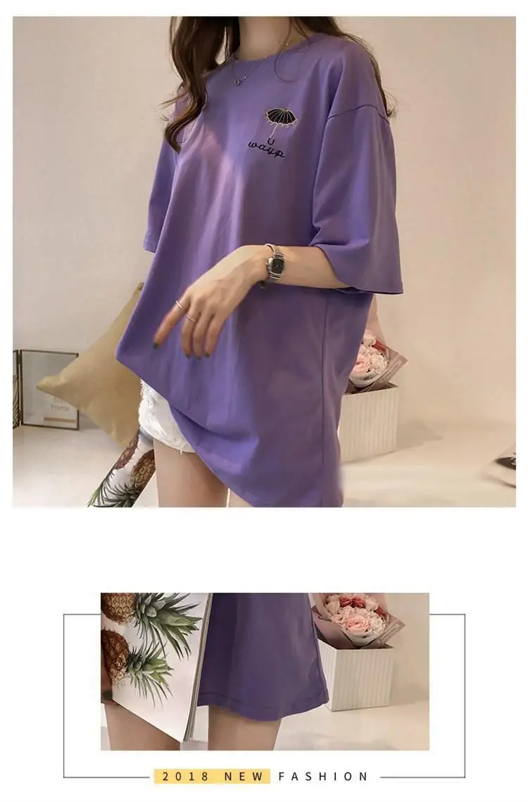 Maternity T-shirt Purple Korean Style Short Sleeve — feature 9