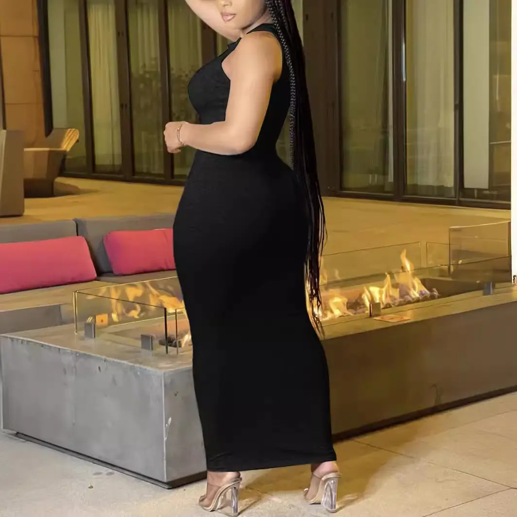 Black Crossbody Dress for Women Hot Explosion Sexy Hollow Plus Size