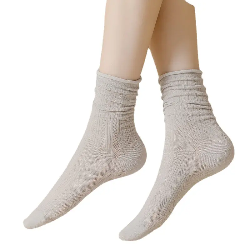 Socks women's socks spring and summer air-conditioning socks thin pile socks breathable mesh black white cotton long socks tide