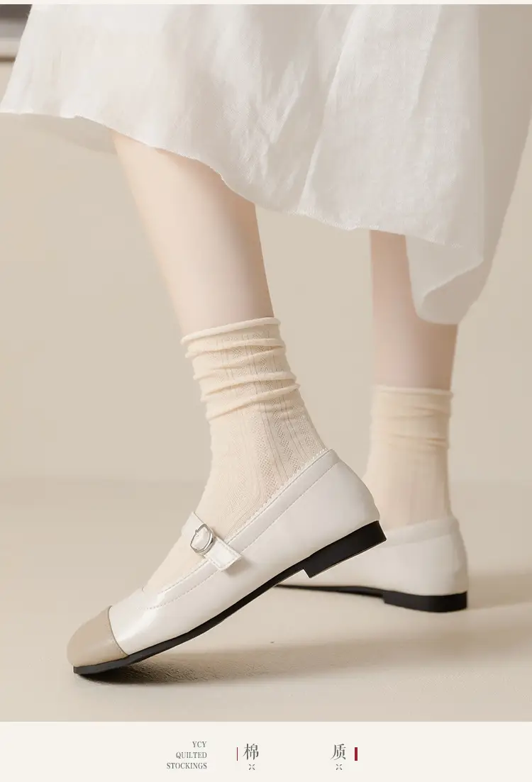 Socks women's socks spring and summer air-conditioning socks thin pile socks breathable mesh black white cotton long socks tide — feature 18