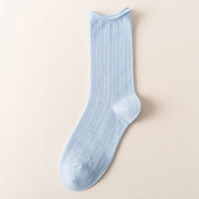 Socks women's socks spring and summer air-conditioning socks thin pile socks breathable mesh black white cotton long socks tide