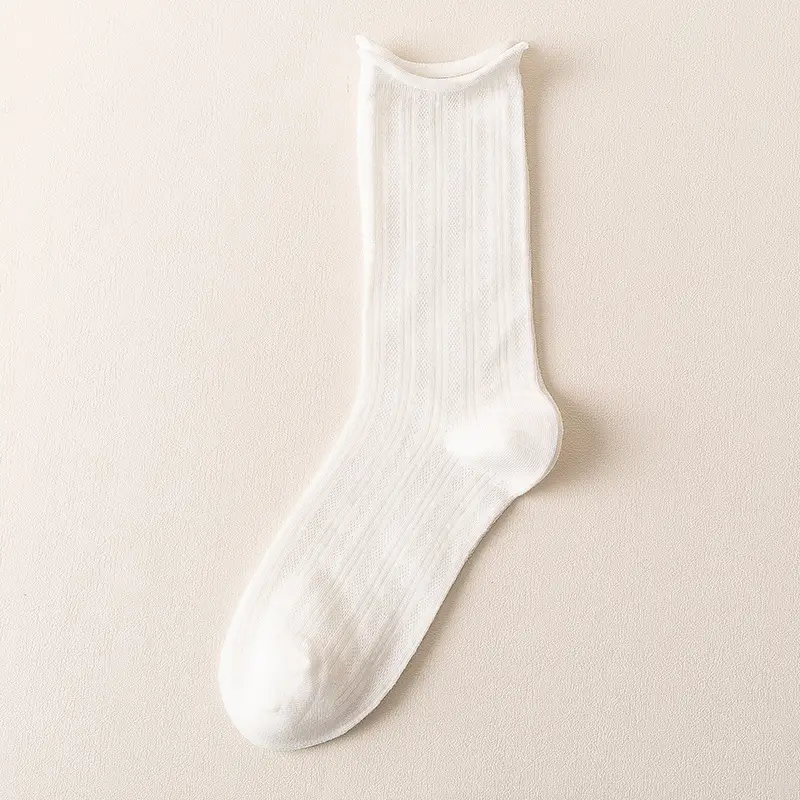 Socks women's socks spring and summer air-conditioning socks thin pile socks breathable mesh black white cotton long socks tide
