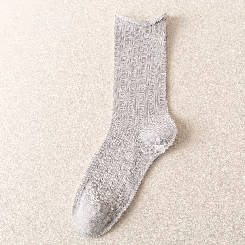 Socks women's socks spring and summer air-conditioning socks thin pile socks breathable mesh black white cotton long socks tide