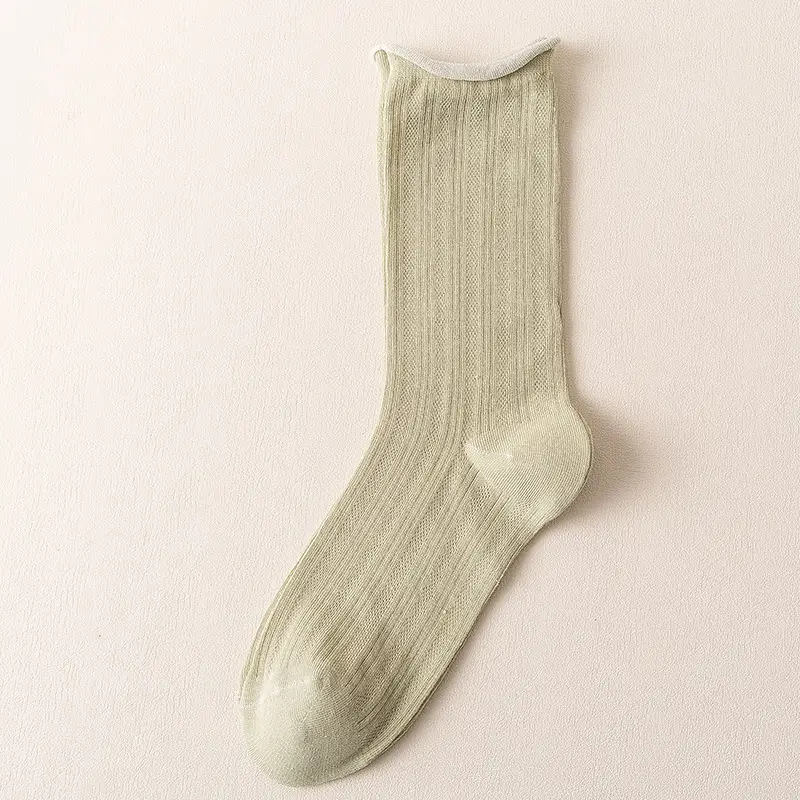 Socks women's socks spring and summer air-conditioning socks thin pile socks breathable mesh black white cotton long socks tide
