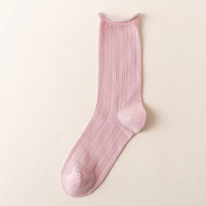 Socks women's socks spring and summer air-conditioning socks thin pile socks breathable mesh black white cotton long socks tide