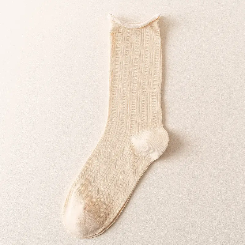 Socks women's socks spring and summer air-conditioning socks thin pile socks breathable mesh black white cotton long socks tide