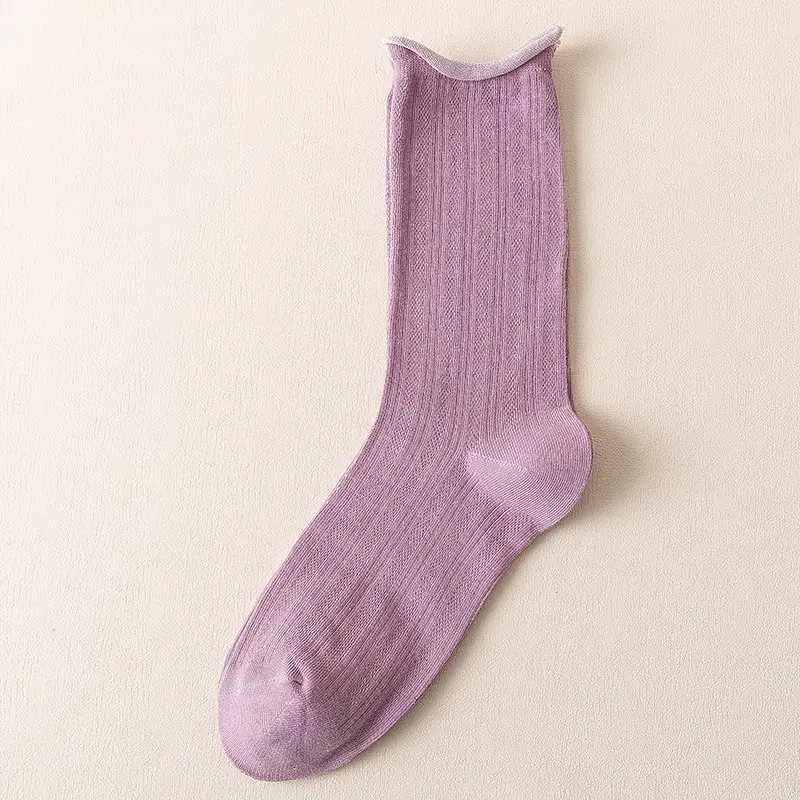Socks women's socks spring and summer air-conditioning socks thin pile socks breathable mesh black white cotton long socks tide