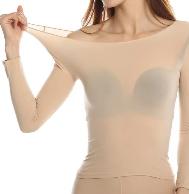 Women Long Sleeve Transparent Mesh Top White - Image 8
