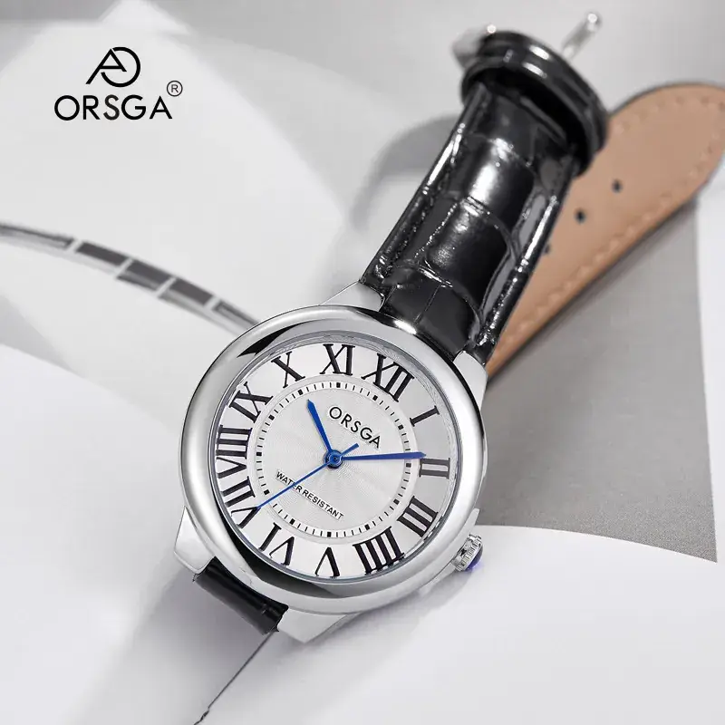 Women's Rome Design Quartz Watch Black Leather Strap - Image 5