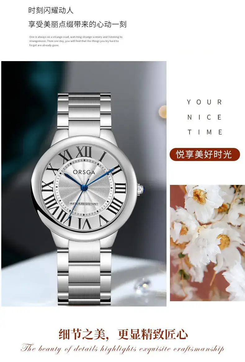 Women's Rome Design Quartz Watch Black Leather Strap — feature 6