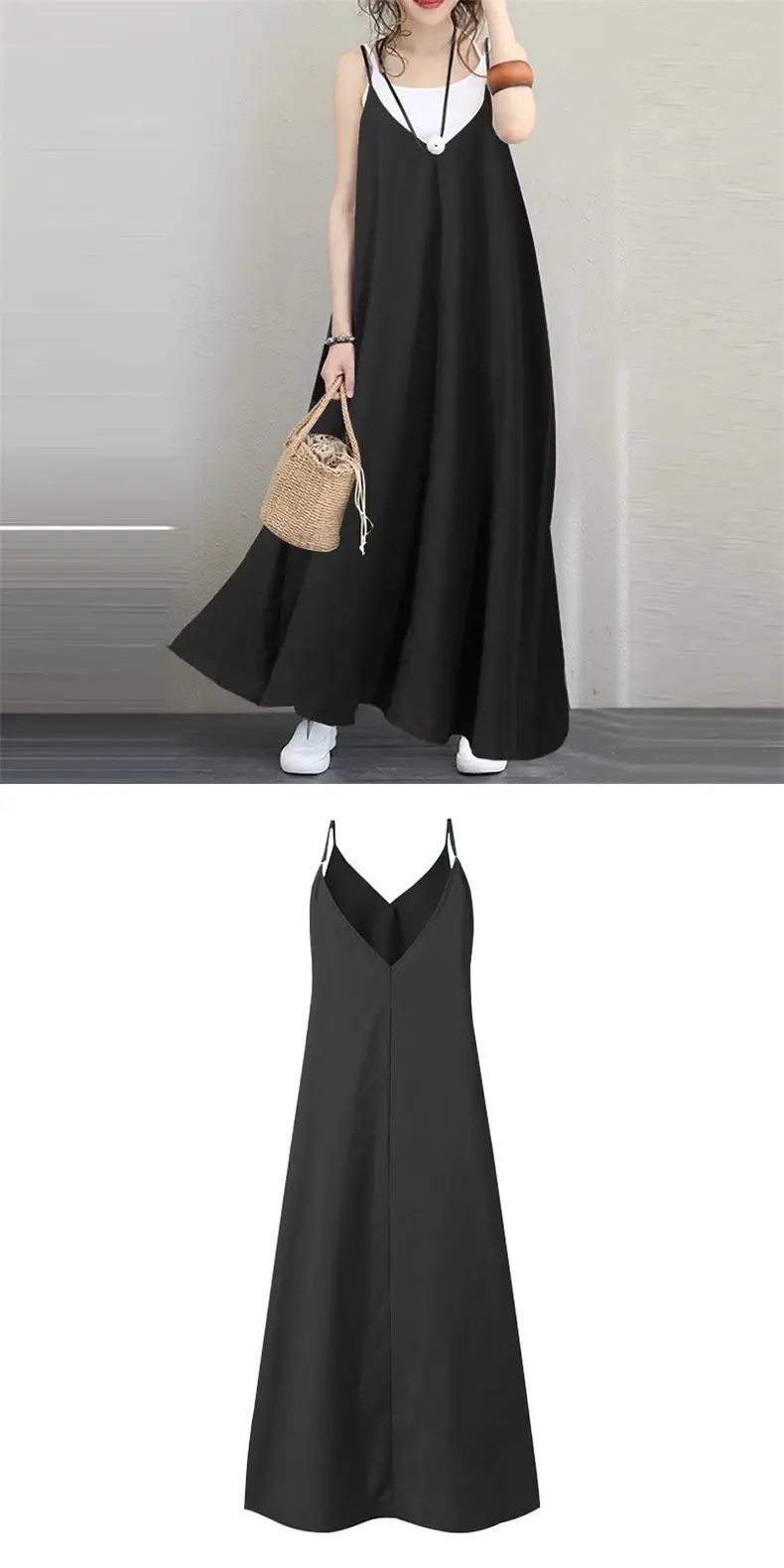 2025 Summer Loose Sleeveless A-Line Tank Dress Large Hem — feature 22